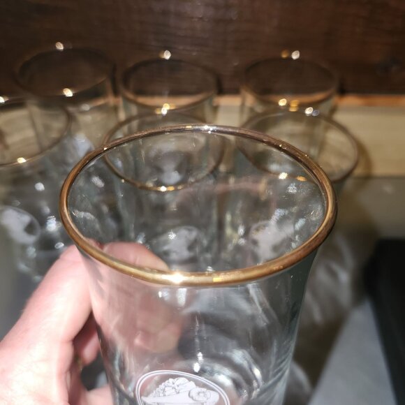 Set of 7 Vintage Avon Mrs. Albee Gold Rim Drinking Glasses EUC - Picture 8 of 10